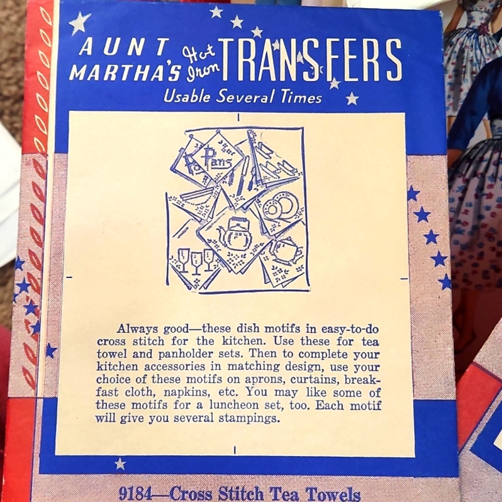 Vintage Aunt Martha's Hot Iron Transfers Tea Towels View 3